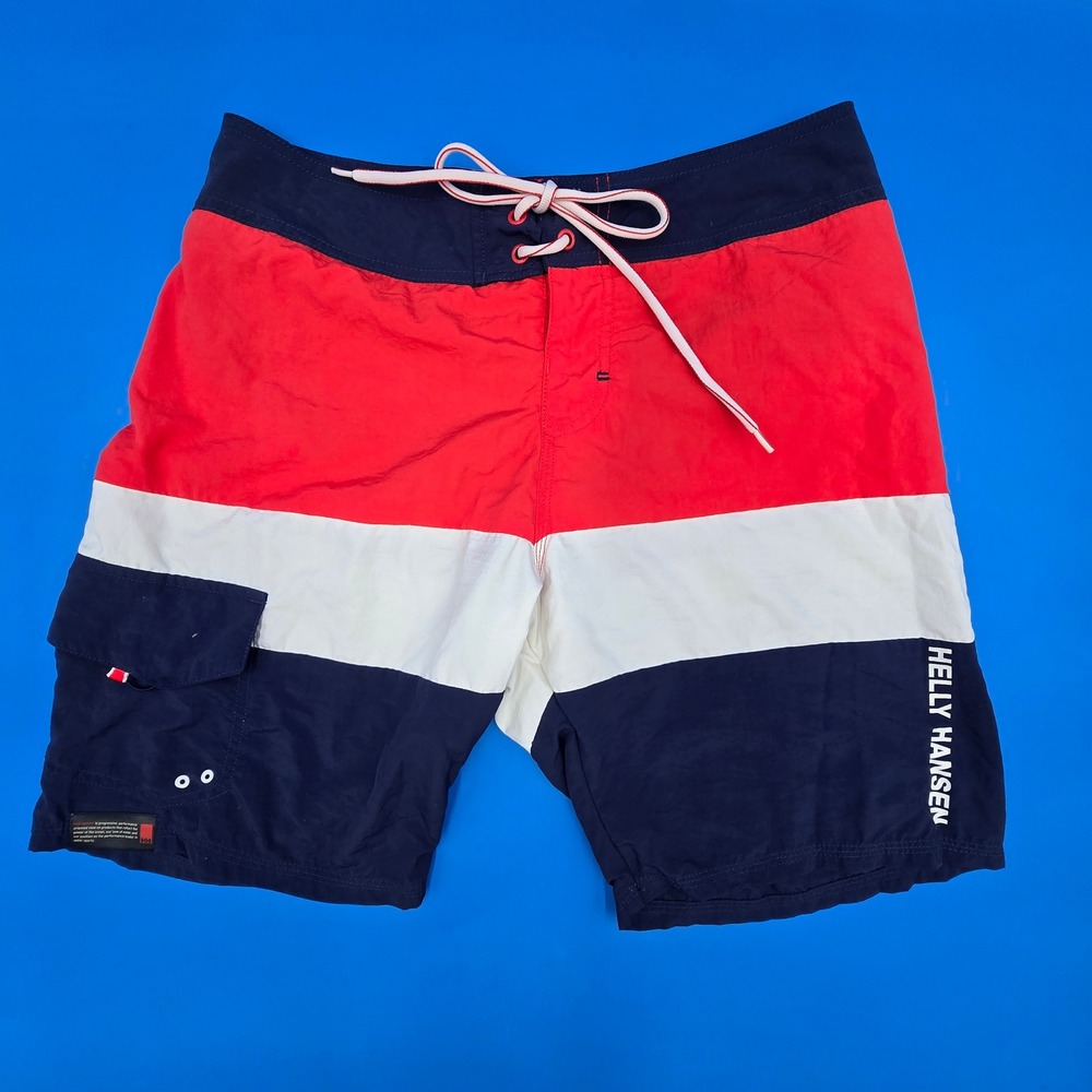 Helly Hansen‎ Hydropower Men's Board Shorts Size 30 Red White Navy Blue Swim